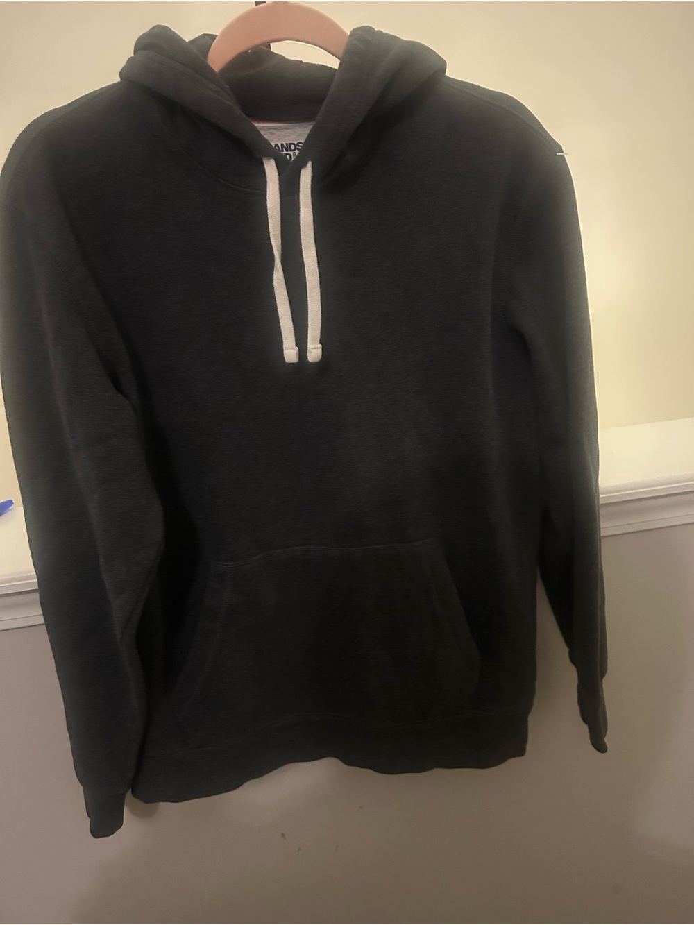 Lands' End Serious Sweats Hoodie Black men’s S Fleece Pullover